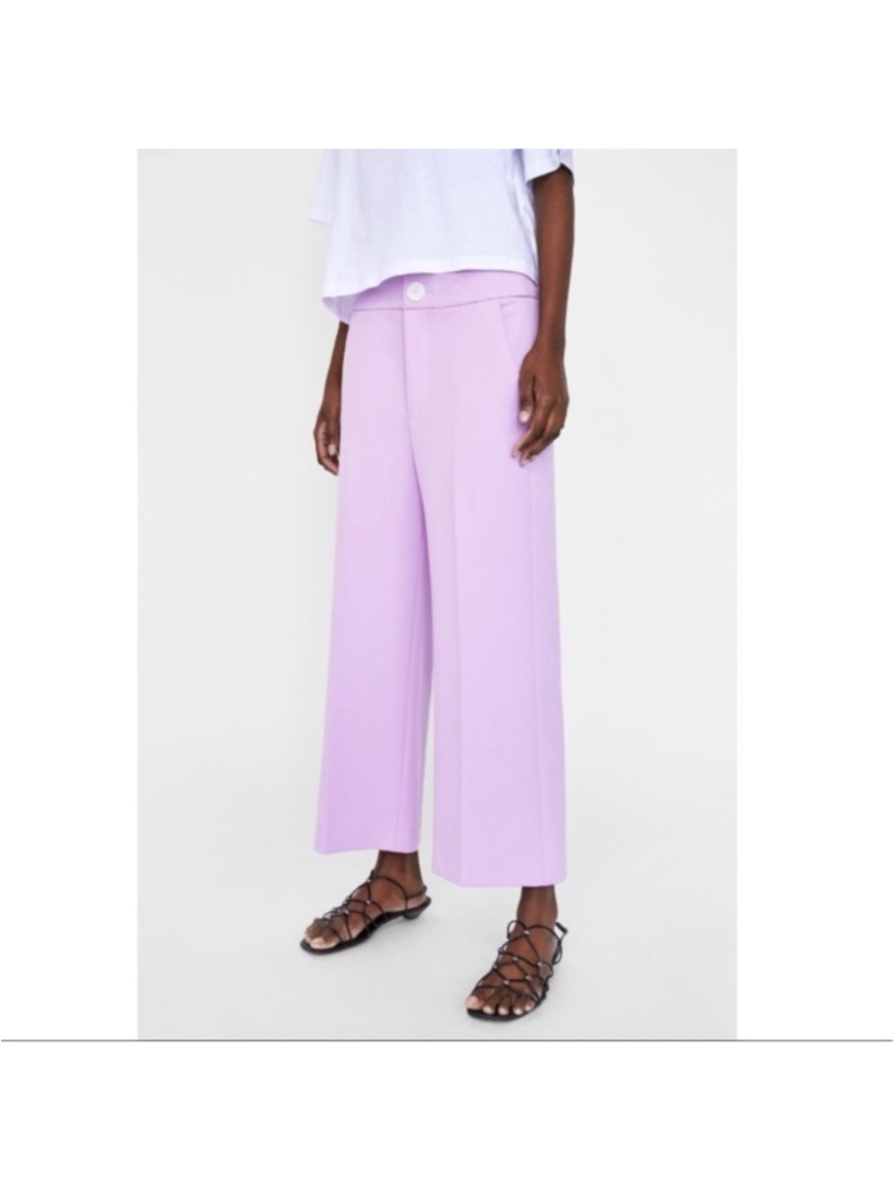 Zara Wide-Leg Lavender Cropped Pants